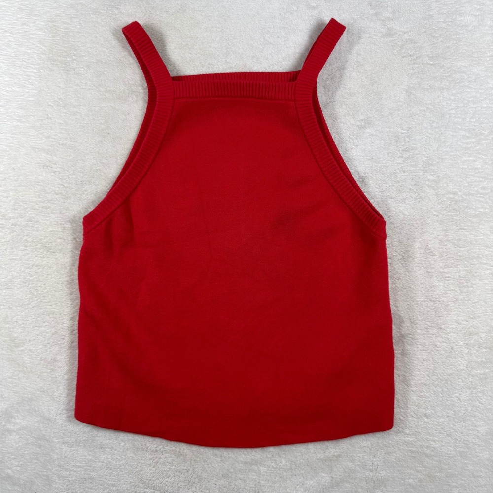 Alice + Olivia Red High Neck Knit Tank Top Womens S CC103525703